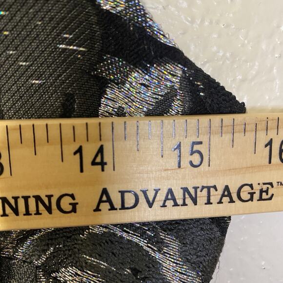 ST JOHN COUTURE Suit Dress Black Caviar & Silk Metallic Silver Rose Sheath Sz‎ 0 - Picture 9 of 11